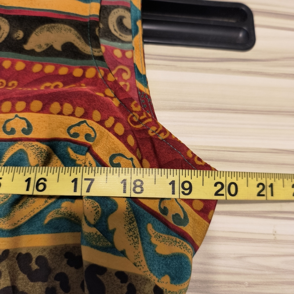 Vintage SAG HARBOR Tribal/Animal Print  Faux Wrap  Sleeveless Midi Dress Sz 14 - Picture 6 of 7